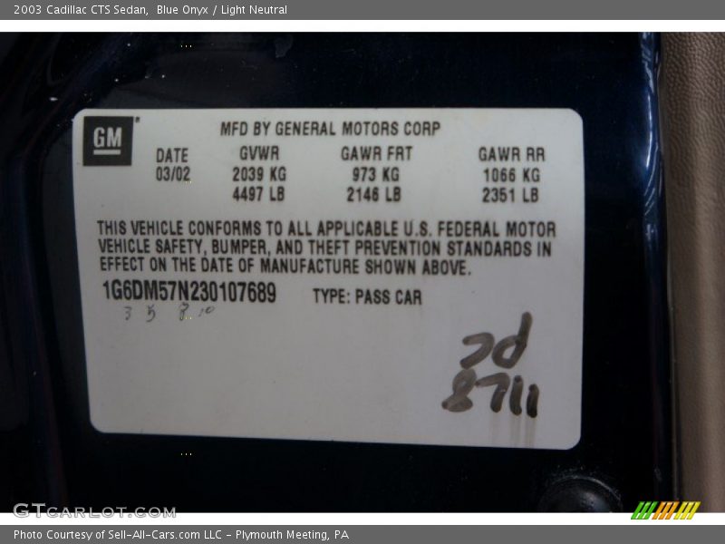 Blue Onyx / Light Neutral 2003 Cadillac CTS Sedan