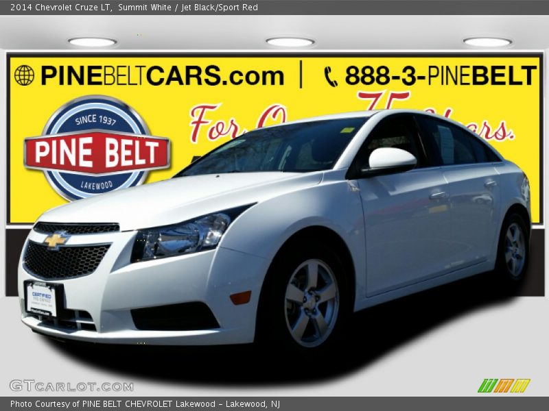 Summit White / Jet Black/Sport Red 2014 Chevrolet Cruze LT