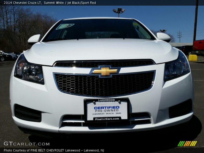 Summit White / Jet Black/Sport Red 2014 Chevrolet Cruze LT