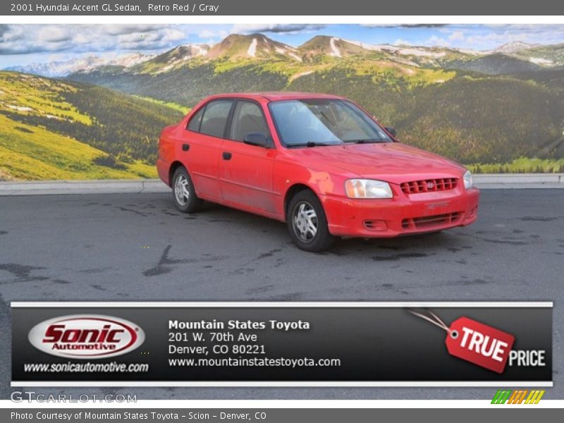 Retro Red / Gray 2001 Hyundai Accent GL Sedan