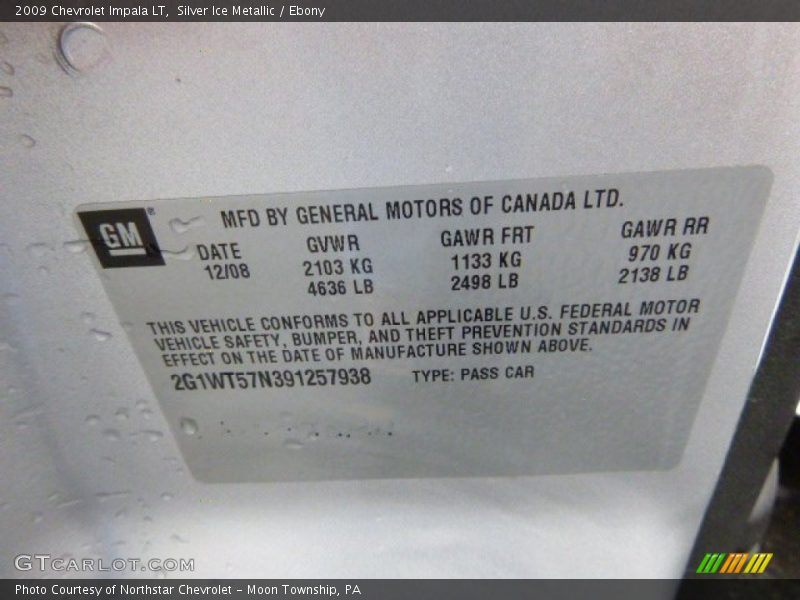 Silver Ice Metallic / Ebony 2009 Chevrolet Impala LT