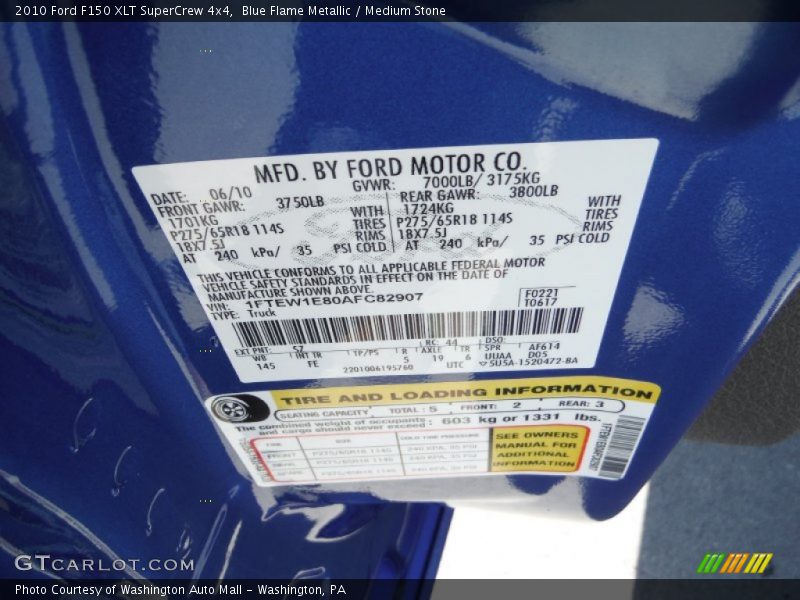 Blue Flame Metallic / Medium Stone 2010 Ford F150 XLT SuperCrew 4x4