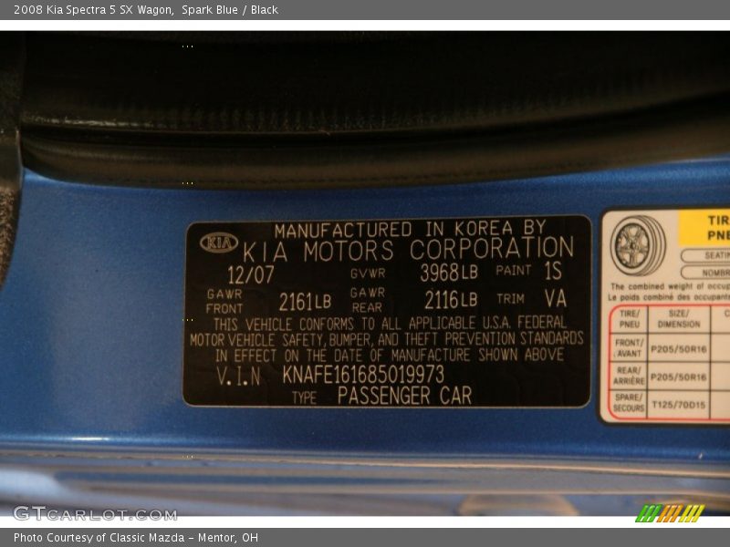 Spark Blue / Black 2008 Kia Spectra 5 SX Wagon
