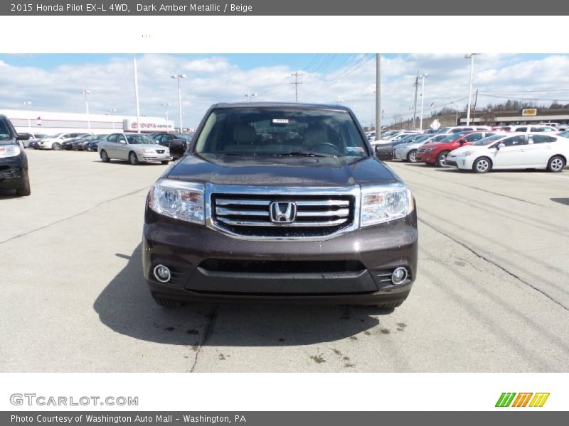 Dark Amber Metallic / Beige 2015 Honda Pilot EX-L 4WD