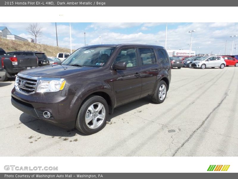 Dark Amber Metallic / Beige 2015 Honda Pilot EX-L 4WD