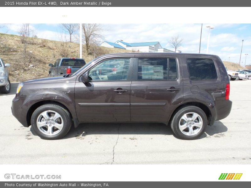 Dark Amber Metallic / Beige 2015 Honda Pilot EX-L 4WD