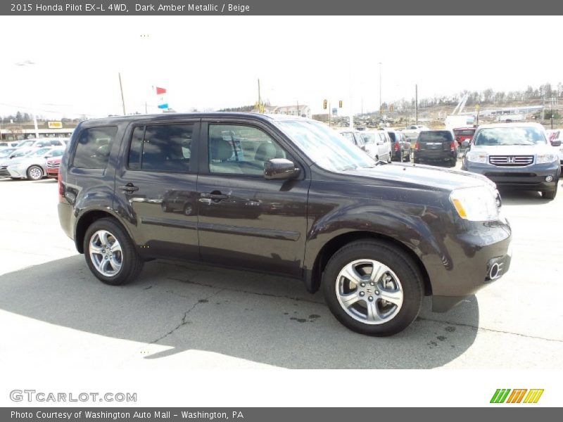 Dark Amber Metallic / Beige 2015 Honda Pilot EX-L 4WD