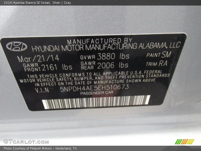 Silver / Gray 2014 Hyundai Elantra SE Sedan