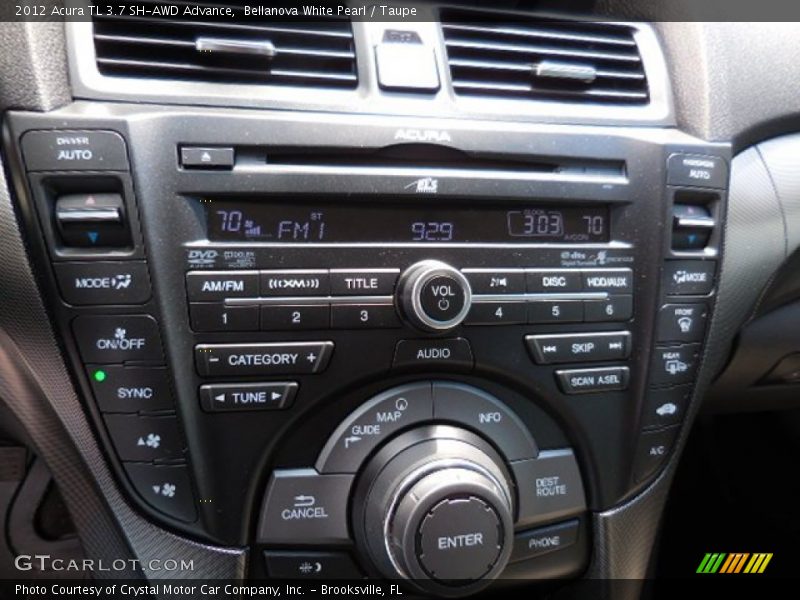 Bellanova White Pearl / Taupe 2012 Acura TL 3.7 SH-AWD Advance