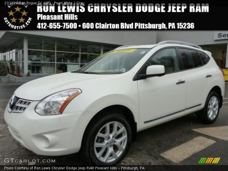 Pearl White / Gray 2013 Nissan Rogue SV AWD