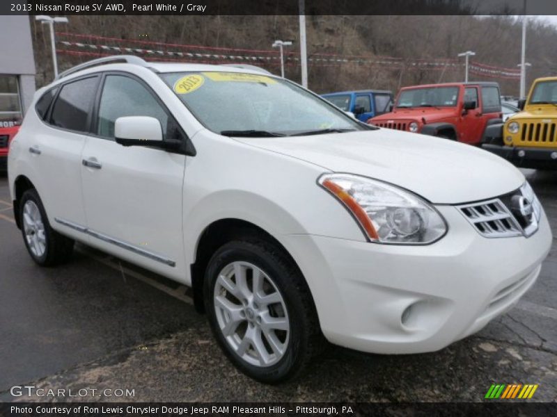 Pearl White / Gray 2013 Nissan Rogue SV AWD