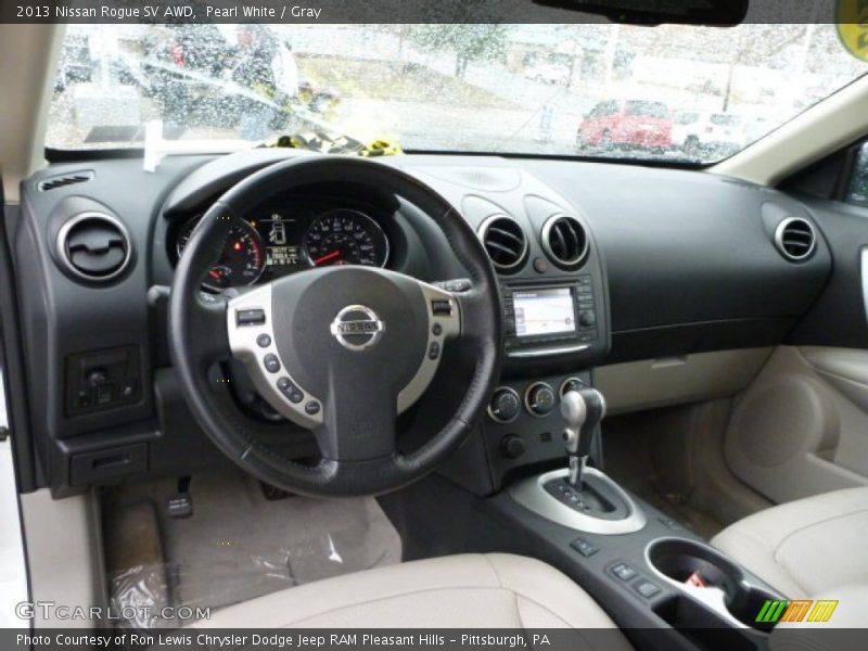 Pearl White / Gray 2013 Nissan Rogue SV AWD