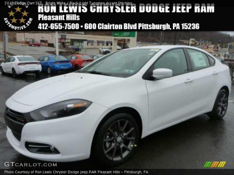Bright White / Black/Light Tungsten Accent Stitching 2015 Dodge Dart SXT