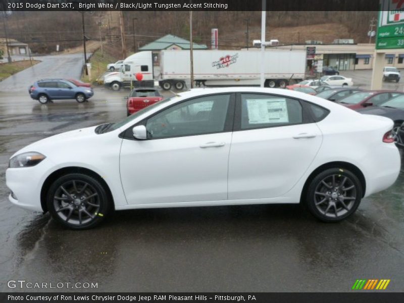 Bright White / Black/Light Tungsten Accent Stitching 2015 Dodge Dart SXT