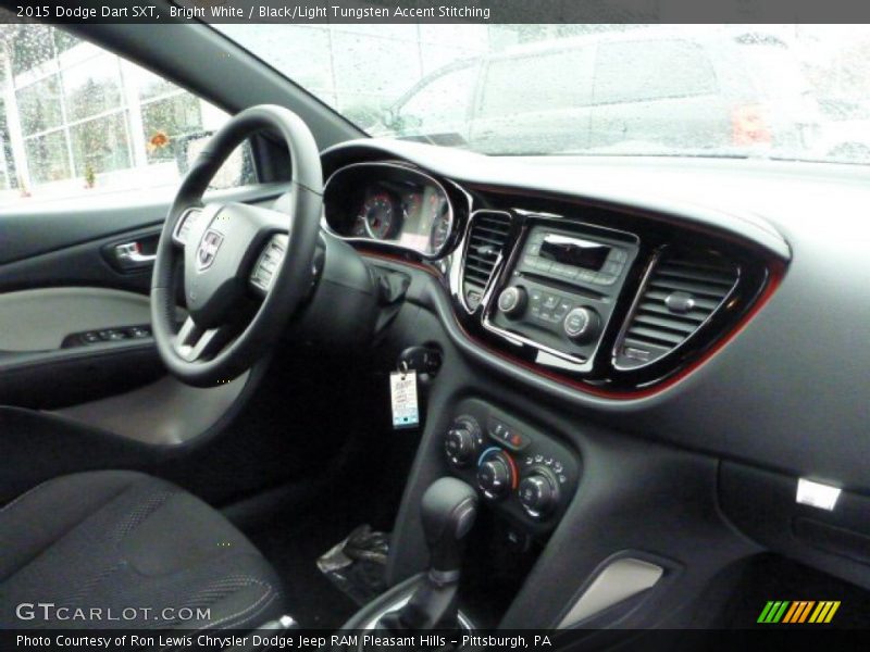 Bright White / Black/Light Tungsten Accent Stitching 2015 Dodge Dart SXT