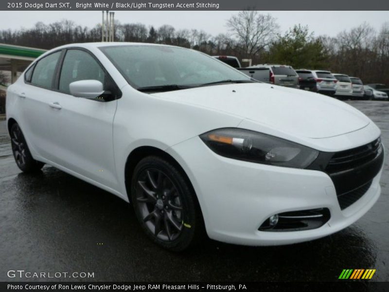 Bright White / Black/Light Tungsten Accent Stitching 2015 Dodge Dart SXT
