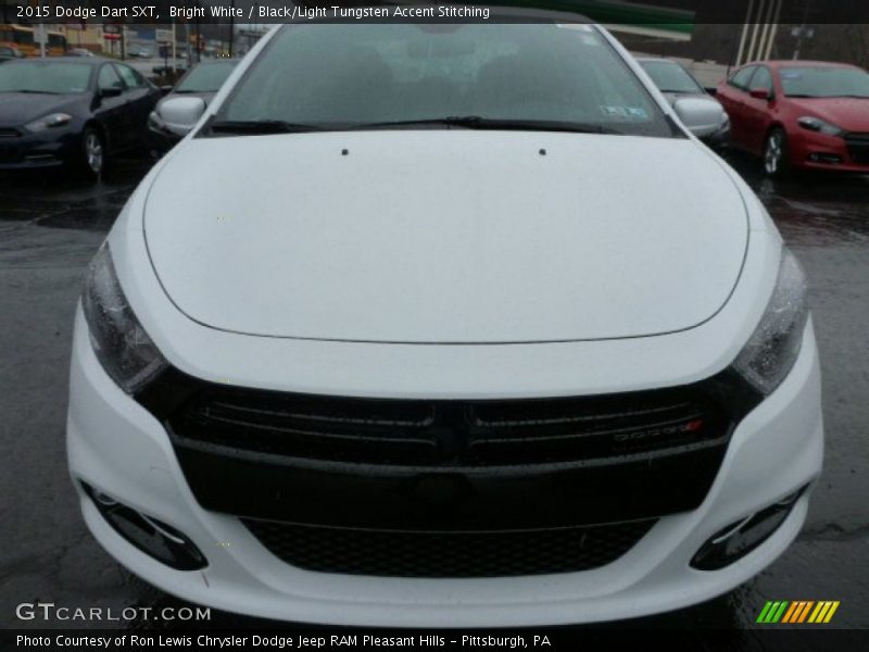 Bright White / Black/Light Tungsten Accent Stitching 2015 Dodge Dart SXT
