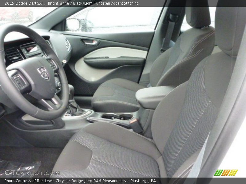 Bright White / Black/Light Tungsten Accent Stitching 2015 Dodge Dart SXT
