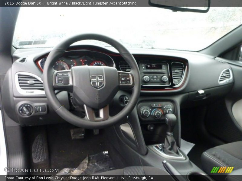Bright White / Black/Light Tungsten Accent Stitching 2015 Dodge Dart SXT