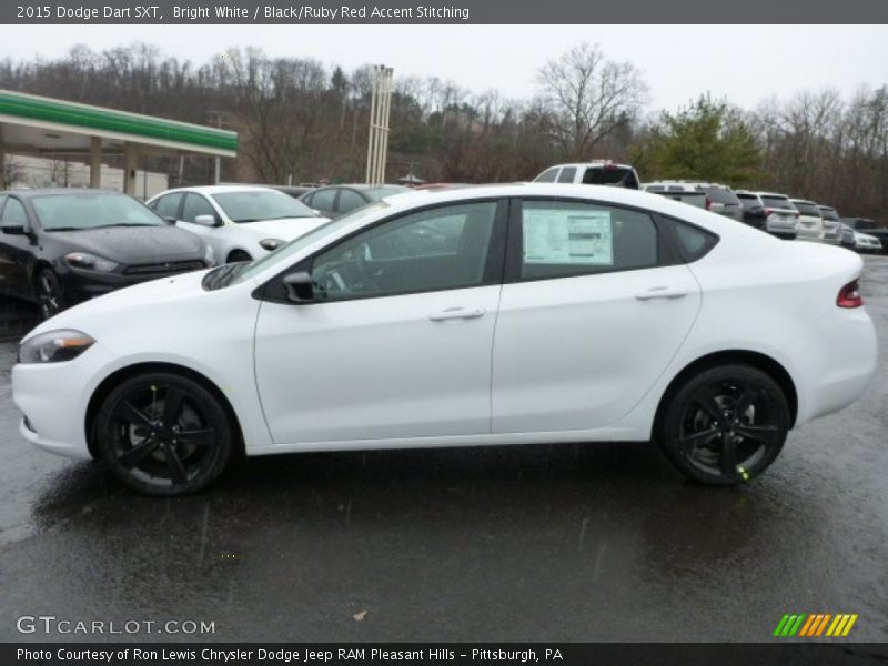 Bright White / Black/Ruby Red Accent Stitching 2015 Dodge Dart SXT