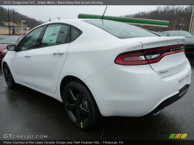 Bright White / Black/Ruby Red Accent Stitching 2015 Dodge Dart SXT