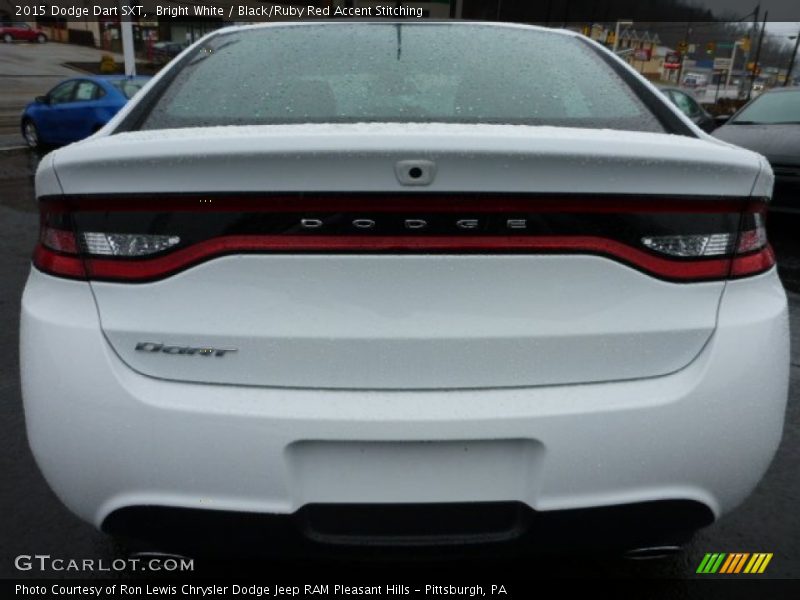 Bright White / Black/Ruby Red Accent Stitching 2015 Dodge Dart SXT