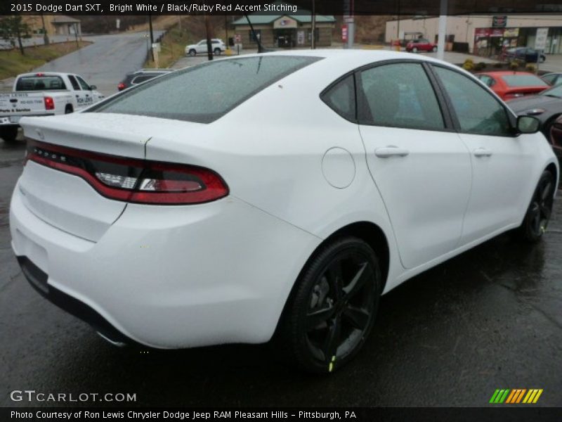 Bright White / Black/Ruby Red Accent Stitching 2015 Dodge Dart SXT