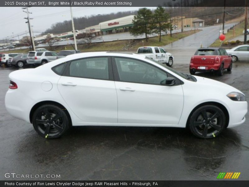 Bright White / Black/Ruby Red Accent Stitching 2015 Dodge Dart SXT