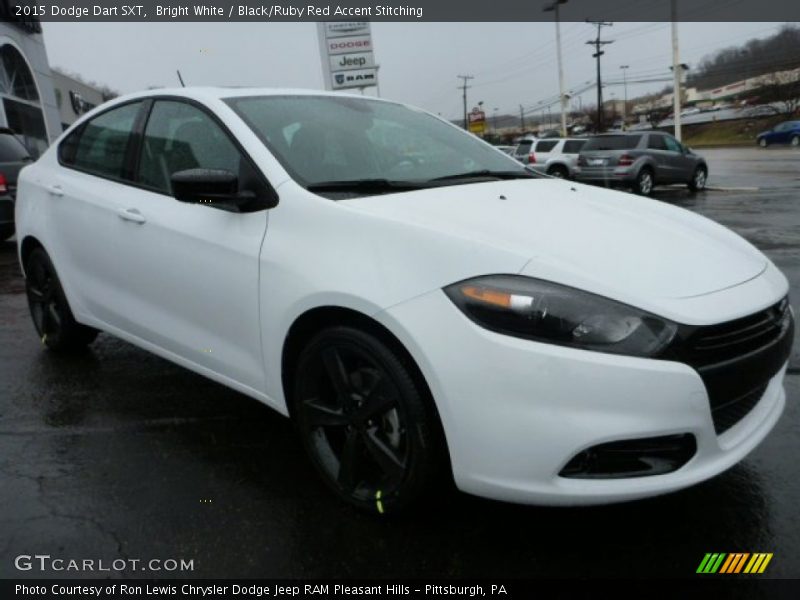 Bright White / Black/Ruby Red Accent Stitching 2015 Dodge Dart SXT