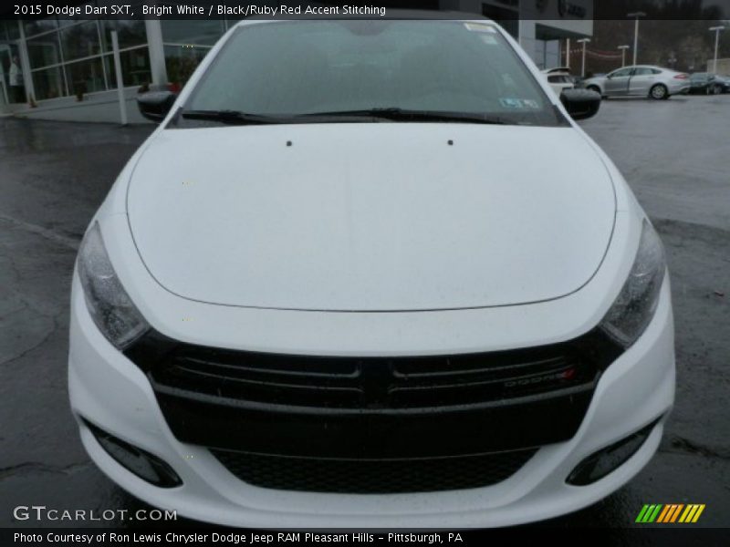 Bright White / Black/Ruby Red Accent Stitching 2015 Dodge Dart SXT
