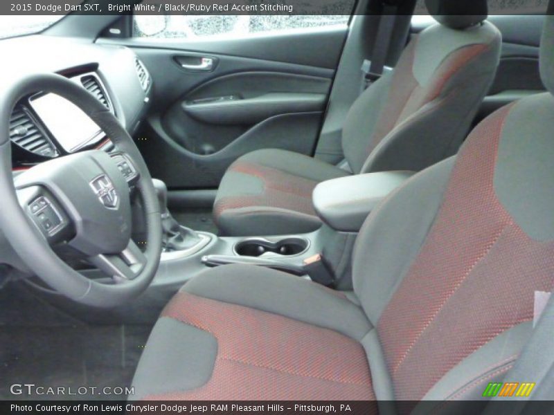 Bright White / Black/Ruby Red Accent Stitching 2015 Dodge Dart SXT