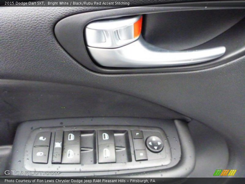 Bright White / Black/Ruby Red Accent Stitching 2015 Dodge Dart SXT