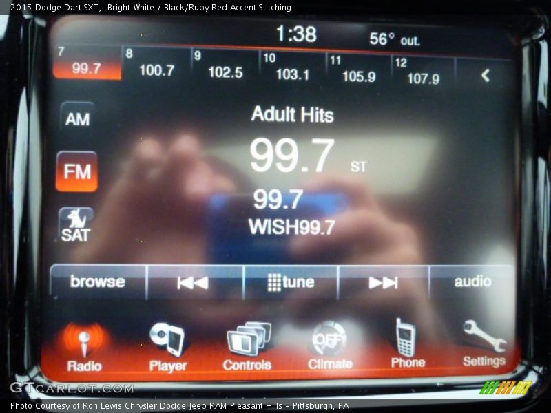 Bright White / Black/Ruby Red Accent Stitching 2015 Dodge Dart SXT