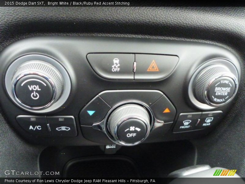 Bright White / Black/Ruby Red Accent Stitching 2015 Dodge Dart SXT