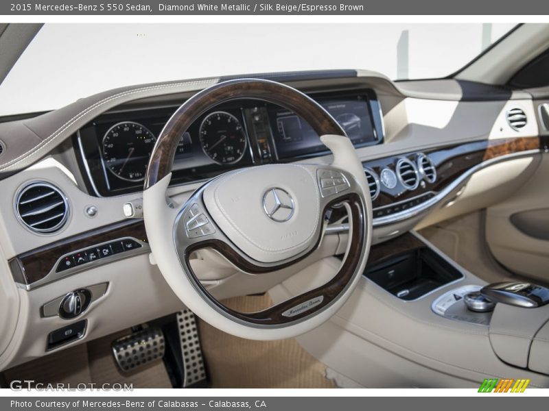 Diamond White Metallic / Silk Beige/Espresso Brown 2015 Mercedes-Benz S 550 Sedan