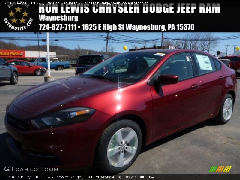 Passion Red Pearl / Light Frost Beige/Pearl Accent Stitching 2015 Dodge Dart SXT