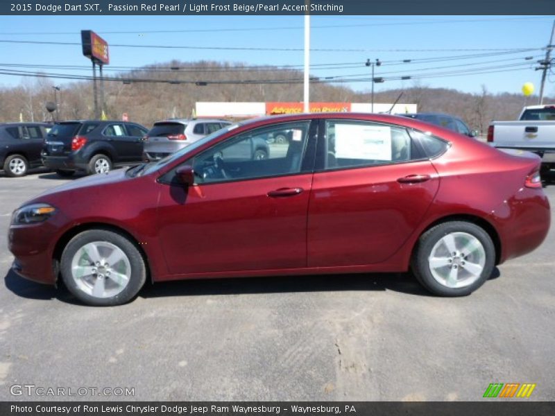 Passion Red Pearl / Light Frost Beige/Pearl Accent Stitching 2015 Dodge Dart SXT
