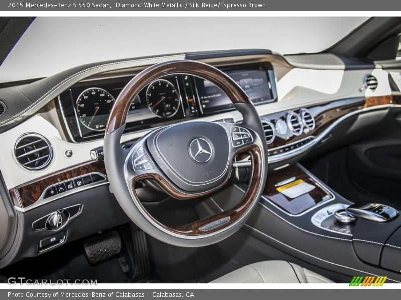 Diamond White Metallic / Silk Beige/Espresso Brown 2015 Mercedes-Benz S 550 Sedan