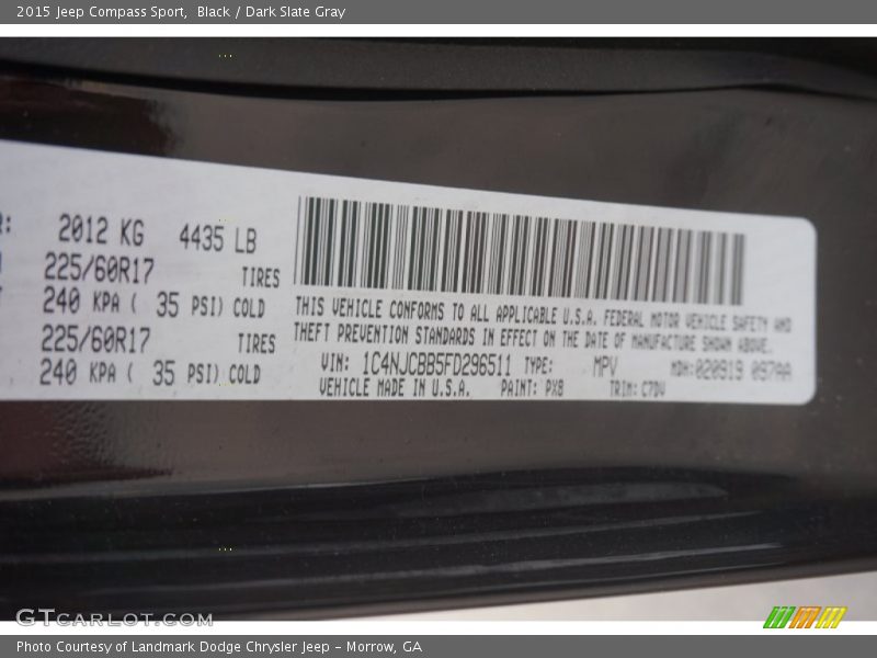 Black / Dark Slate Gray 2015 Jeep Compass Sport