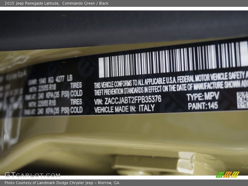 2015 Renegade Latitude Commando Green Color Code 145