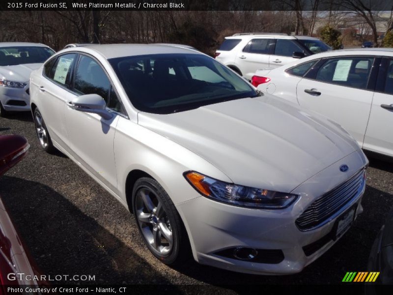 White Platinum Metallic / Charcoal Black 2015 Ford Fusion SE