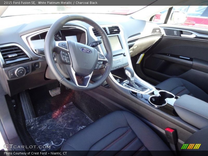 White Platinum Metallic / Charcoal Black 2015 Ford Fusion SE