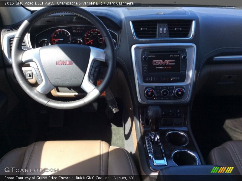 Champagne Silver Metallic / Dark Cashmere 2015 GMC Acadia SLT AWD