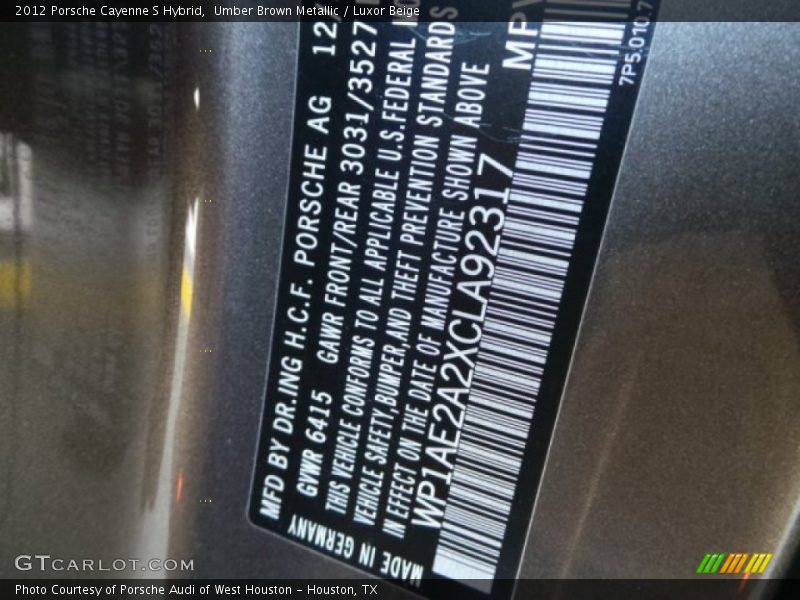 Umber Brown Metallic / Luxor Beige 2012 Porsche Cayenne S Hybrid