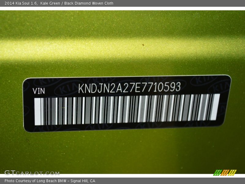 Kale Green / Black Diamond Woven Cloth 2014 Kia Soul 1.6