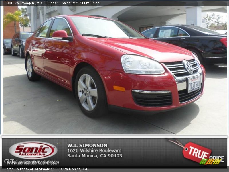 Salsa Red / Pure Beige 2008 Volkswagen Jetta SE Sedan