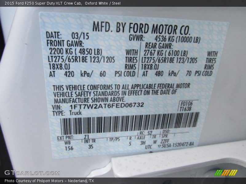 Oxford White / Steel 2015 Ford F250 Super Duty XLT Crew Cab