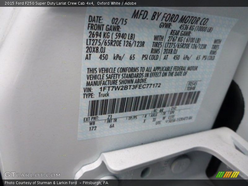 Oxford White / Adobe 2015 Ford F250 Super Duty Lariat Crew Cab 4x4