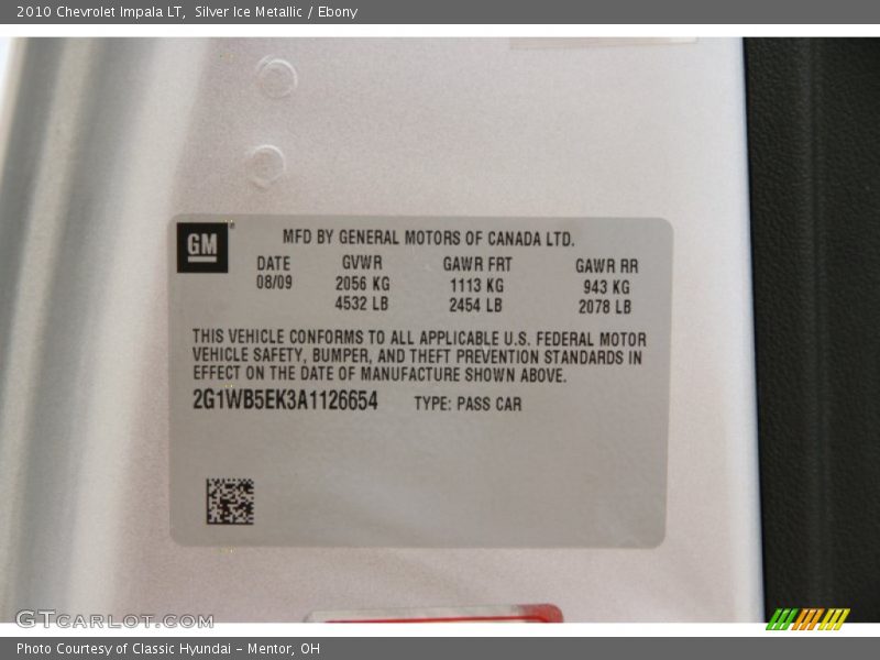 Silver Ice Metallic / Ebony 2010 Chevrolet Impala LT