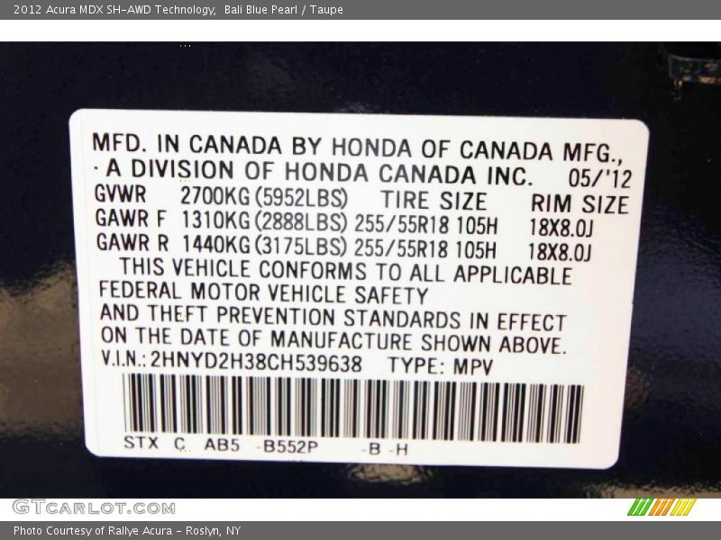 Bali Blue Pearl / Taupe 2012 Acura MDX SH-AWD Technology